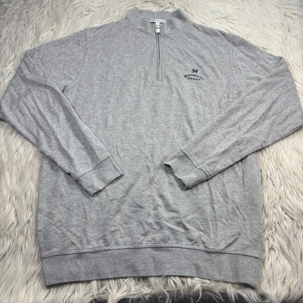 Peter Millar Men's M Gray Crown Comfort Interlock Quarter Zip Brandon Trails